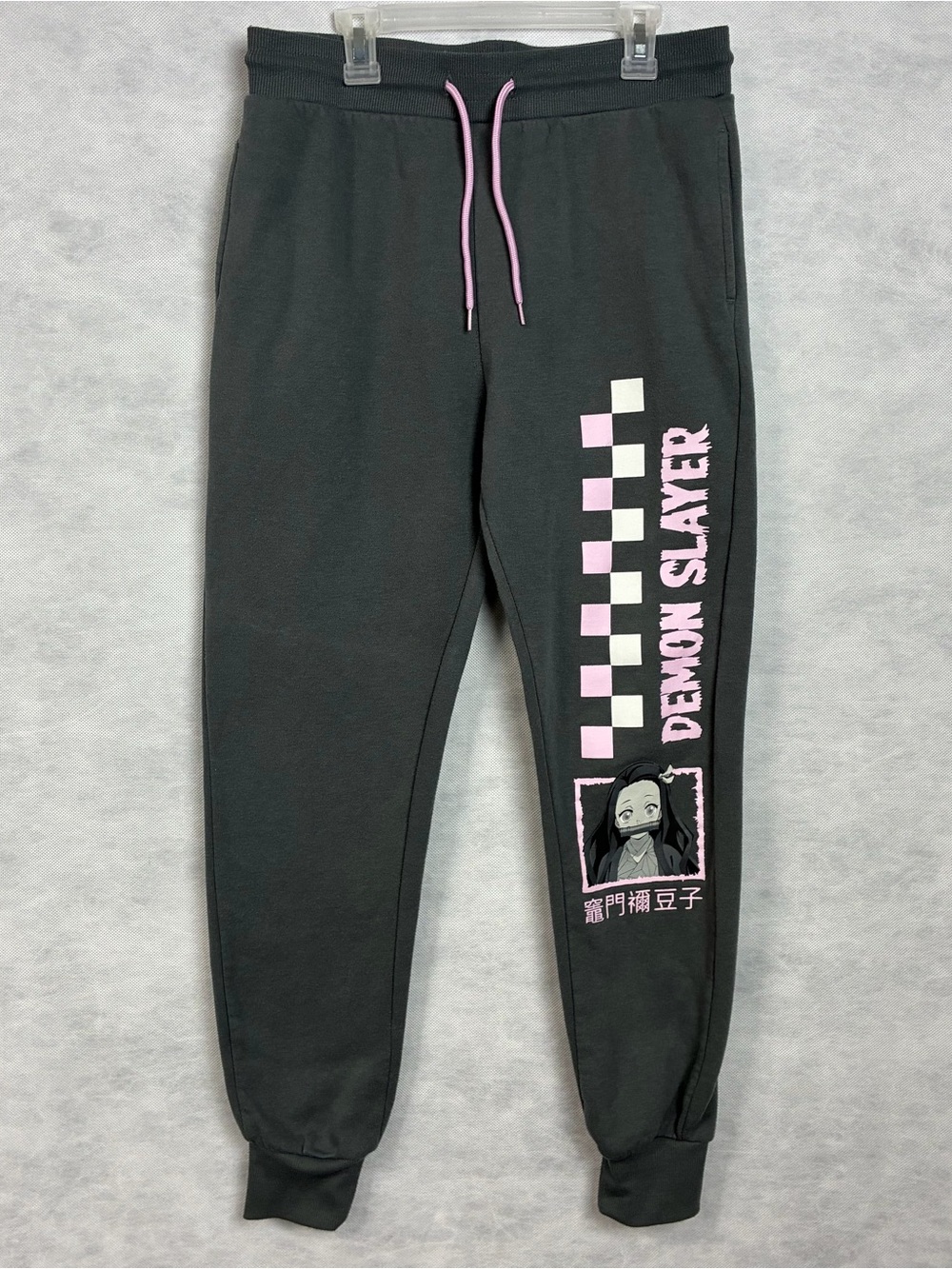 Demon Slayer Nezuko Kamado Graphic Jogger Pants Gray Anime Sweatpants Medium
